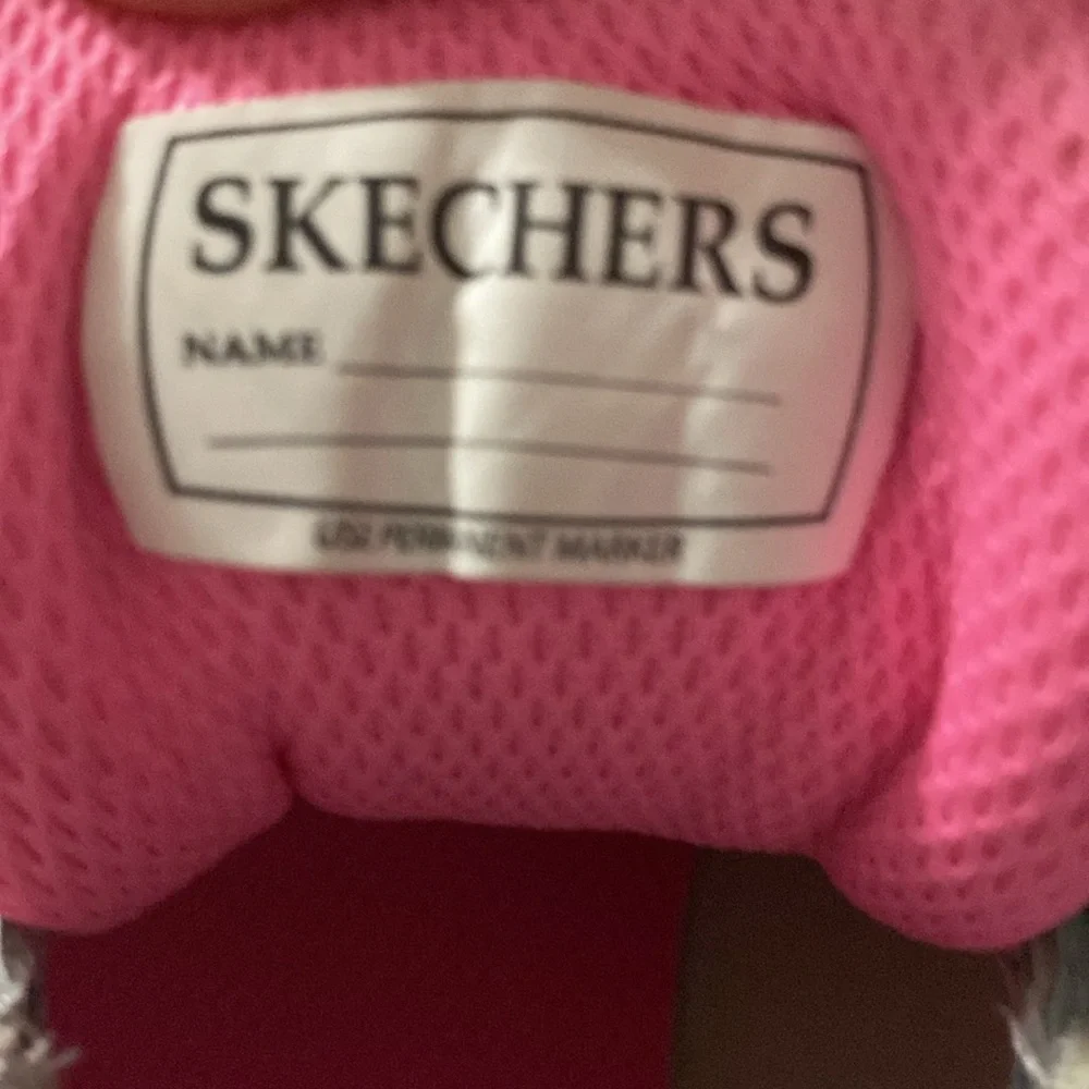 Skechers Gray Sneakers with Pink Insole GIRLS SIZE 4‎ HOOK LOOP CLOSURE GLITTER